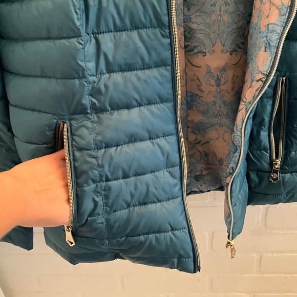 Nanette Lepore Puffer Jacket Outdoor Teal Blue Down Lighweight Lined S - Picture 9 of 16